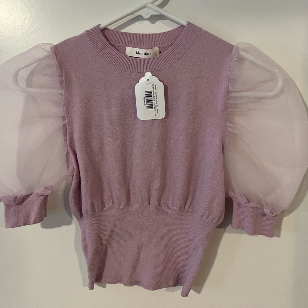 Puff sleeve cropped sweater top